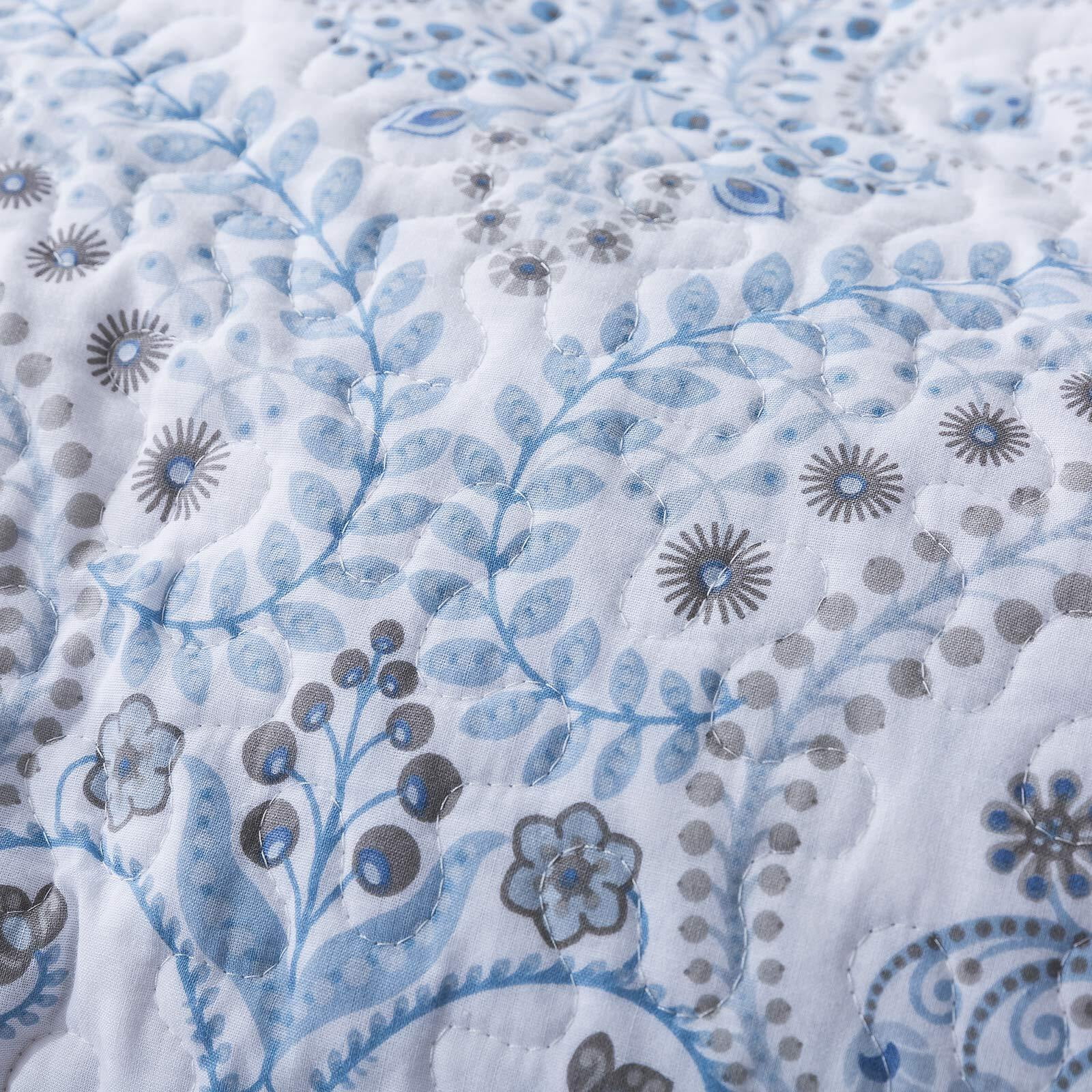 HoneiLife Blue Cotton Quilt Set, King - Reversible (3-Piece)