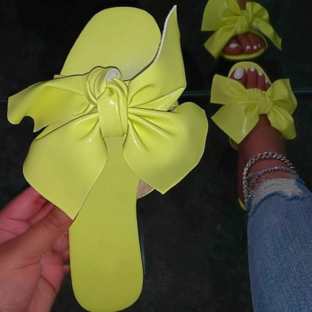 

HIBRO Women s Summer Leisure Bowknot Slippers Single Shoes Flat Solid Color Sandals