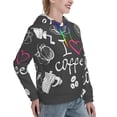 thumbnail image 6 of Lsque I Love Coffee Pattern Casual Women's Hoodie,Hooded Sweatshirt with Kangaroo Pocket,Pullover Hoodie with Eye-catching Drawstrings-XX-Large, 6 of 7