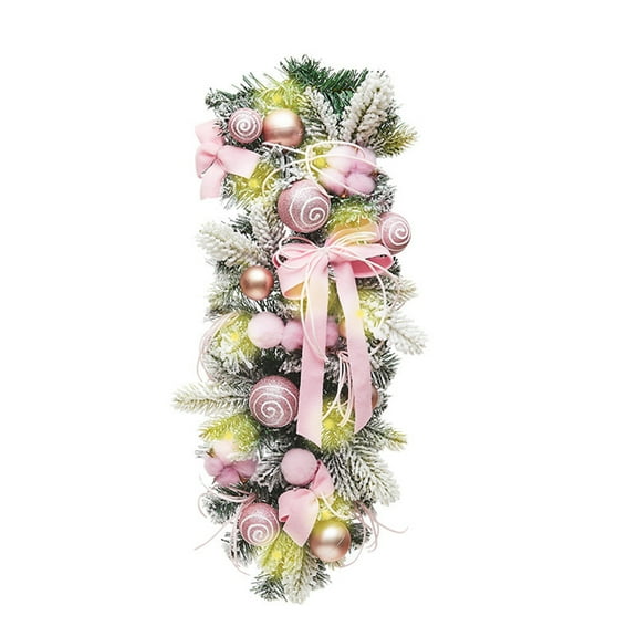 christmas decorations Light up the Christmas wreath 2023, pre-brighten the staircase, hang the staircase teardrop wreath, and decorate the front door with Christmas wreaths for the holiday