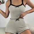 thumbnail image 7 of RQYYD Womens Ribbed Cami Pajamas Set Lace Trim V Neck Top with Shorts Soft Stretchy Loungewear Sleepwear, 7 of 7