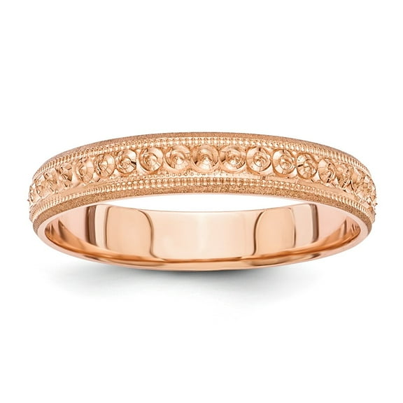 14K Rose Gold Ring Band Wedding 3mm Design Etched