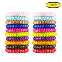 NOGIS 50 Pack Spiral Hair Ties No Crease, Multicolors Fluorescent Series Phone Cord Hair Ties, Elastic Traceless Coil Hair Ties For Women Girls