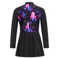 thumbnail image 2 of Zaldita Kids Girls Long Sleeve Swim Dress Floral Print Swimsuit UPF 50+ Rash Guard Bathing Suit Black 16, 2 of 5