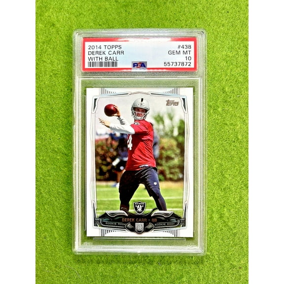 Derek Carr PSA 10 ROOKIE CARD JERSEY #4 RAIDERS RC 2014 Topps GEM MINT 10 SAINTS