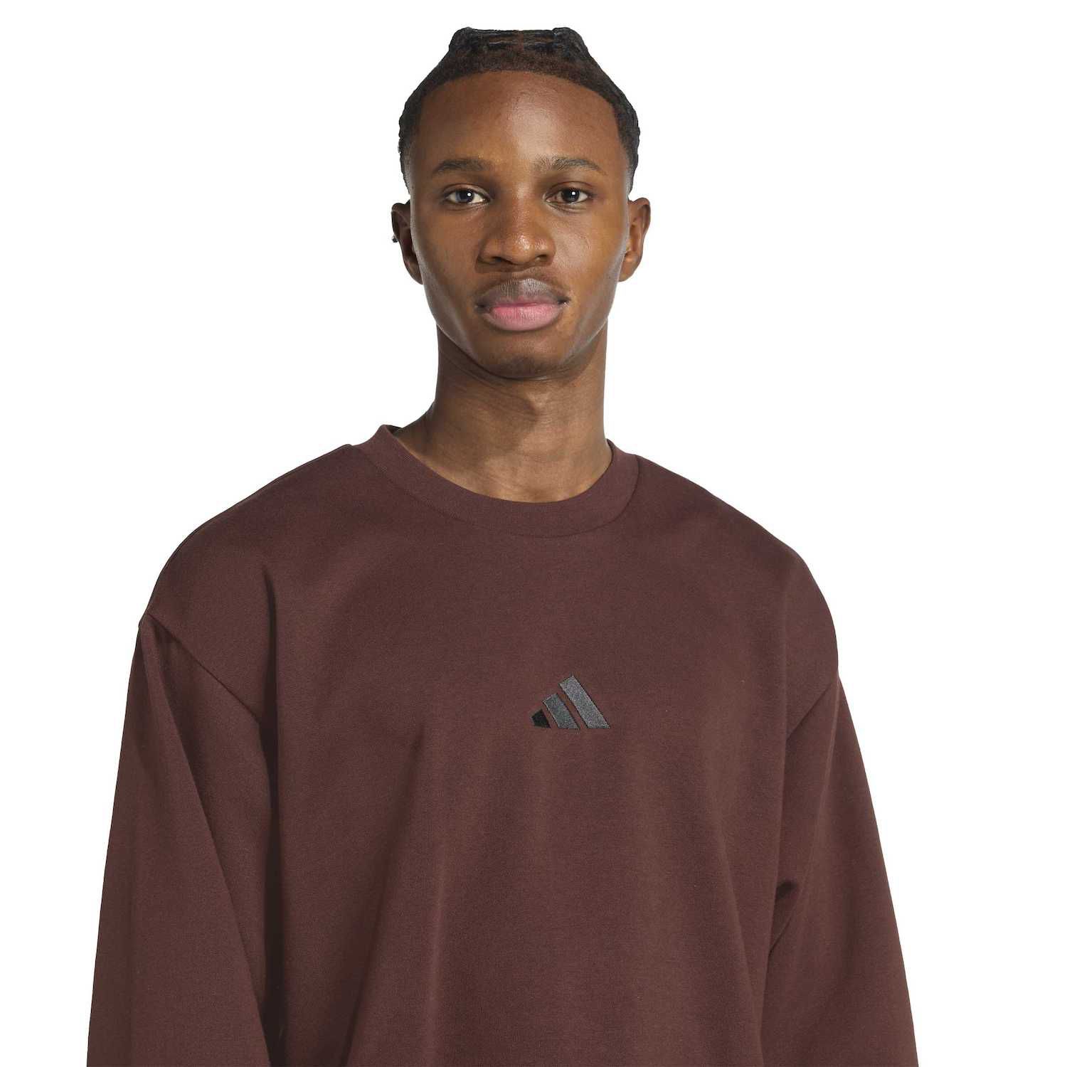 Men's adidas Feel Cozy Fleece Sweatshirt Color: Dark Brown Size: L