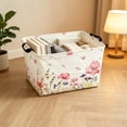 thumbnail image 5 of 15x10x10 Inches Canvas Foldable Storage Basket C, Cute Floral Print Organizer Bin With Handles For Toys Clothes Home Organization, Large Capacity Fabric Basket, 5 of 6