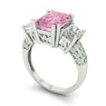 thumbnail image 2 of 4.27 ctw 3 Stone Anniversary Ring for Women | Emerald Cut Simulated Pink Diamond | Hyperallergenic Solid 14K White Gold, 2 of 5