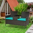 thumbnail image 2 of Outsunny 2-in-1 Outdoor Loveseat & Coffee Table Set, Blue, 2 of 8