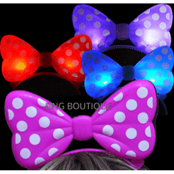LED Light Up Led Polka Dot Bow Headbands - Minnie and Mickey Mouse