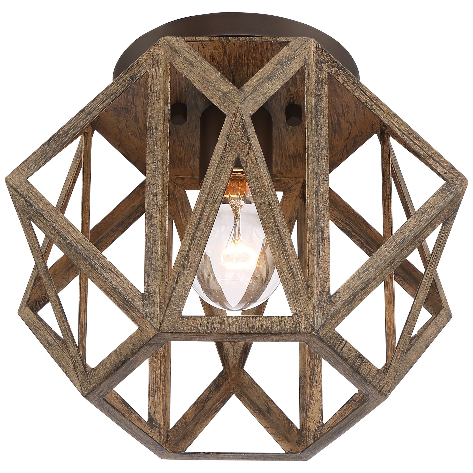 Possini Euro Design Moorcroft Rustic Farmhouse Ceiling Light Flush Mount Fixture 12 1/4" Wide Oil Rubbed Bronze Painted Wood for Bedroom Living Room