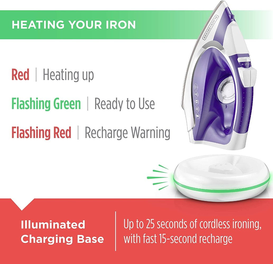 Black+Decker ICL500 Light ��N Go Cordless Iron, Purple, Large Water Tank