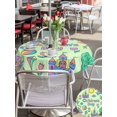 thumbnail image 5 of Outdoor Tablecloth with Umbrella Hole for Patio/Picnic/Party/Camping, Children's Day Waterproof Table Cloth Round Cover Washable, Airplanes Sailing Boats Tree Cartoon Green (Dia 60"), 5 of 8