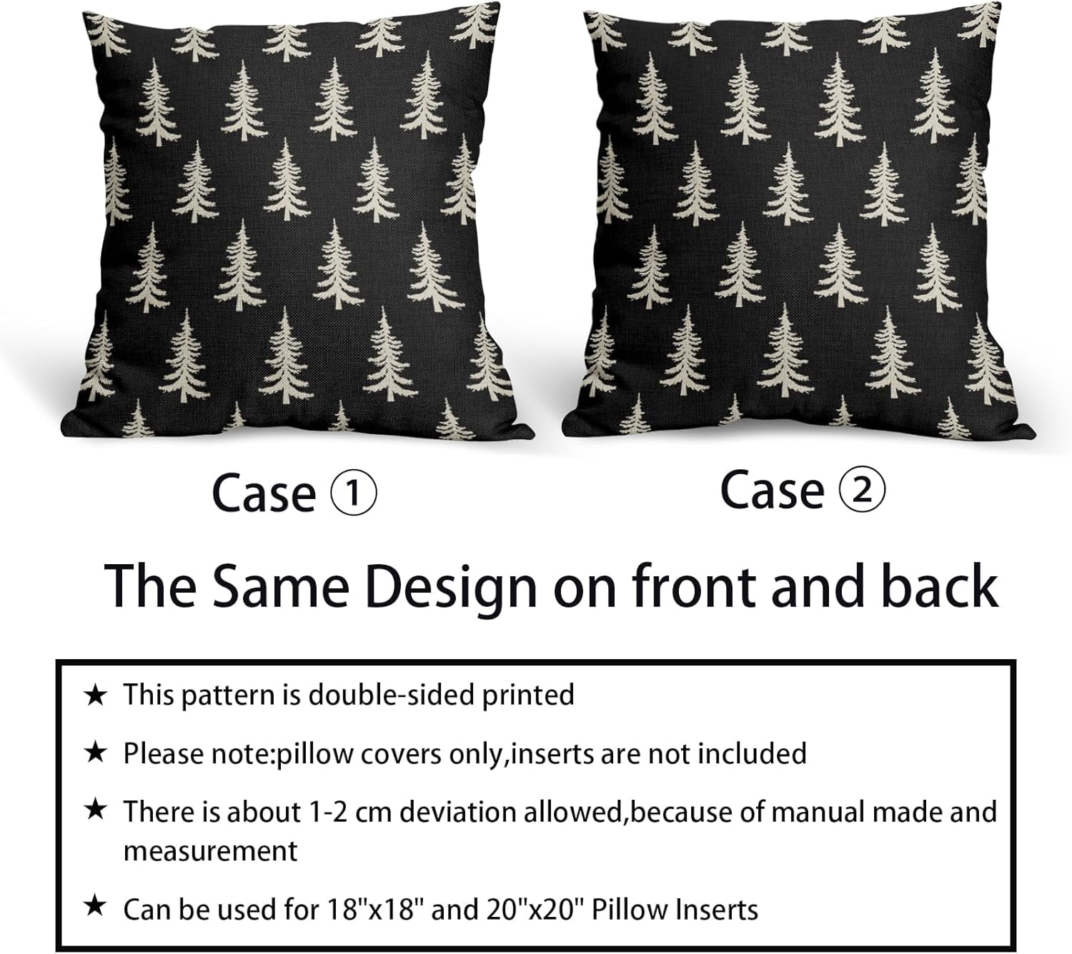 Christmas Tree Pillow Covers 18x18 Set of 2 Red Xmas Rustic Style Winter Print Decorative Outdoor Pillowcases Farmhouse Vintage Holiday Decorations Throw Cushion Case Decor for Couch Sofa Bed