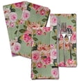 thumbnail image 2 of S4Sassy Green Stripe & Ranunculus Floral Holiday Parties Cloth Table Linen Re-Usable Dinner Napkins Set 20 x 20"(Pack of 6), 2 of 2