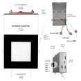 thumbnail image 5 of NuWatt 6 Inch 2 HR FIRE Rated LED Recessed Light, 5CCT Selectable, Dimmable,Square Black Trim 6 Pack, 5 of 8