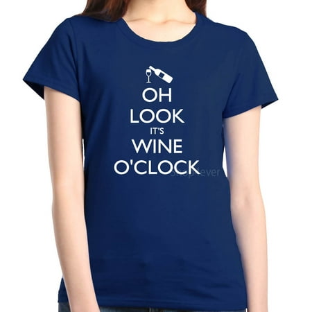 Shop4Ever Women's Oh Look It's Wine O'Clock Funny Wino Graphic