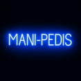 thumbnail image 1 of SpellBrite MANI-PEDIS LED Sign for Business. 33.4" x 6.3" Blue MANI-PEDIS Sign Has Neon Sign Look With Energy Efficient LED Light Source. Visible from 500+ Feet, 8 Animation Settings., 1 of 4