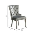thumbnail image 5 of 24 Inch Dining Side Chair Set of 2- Tufted Silver Gray Fabric- Chrome legs, 5 of 6