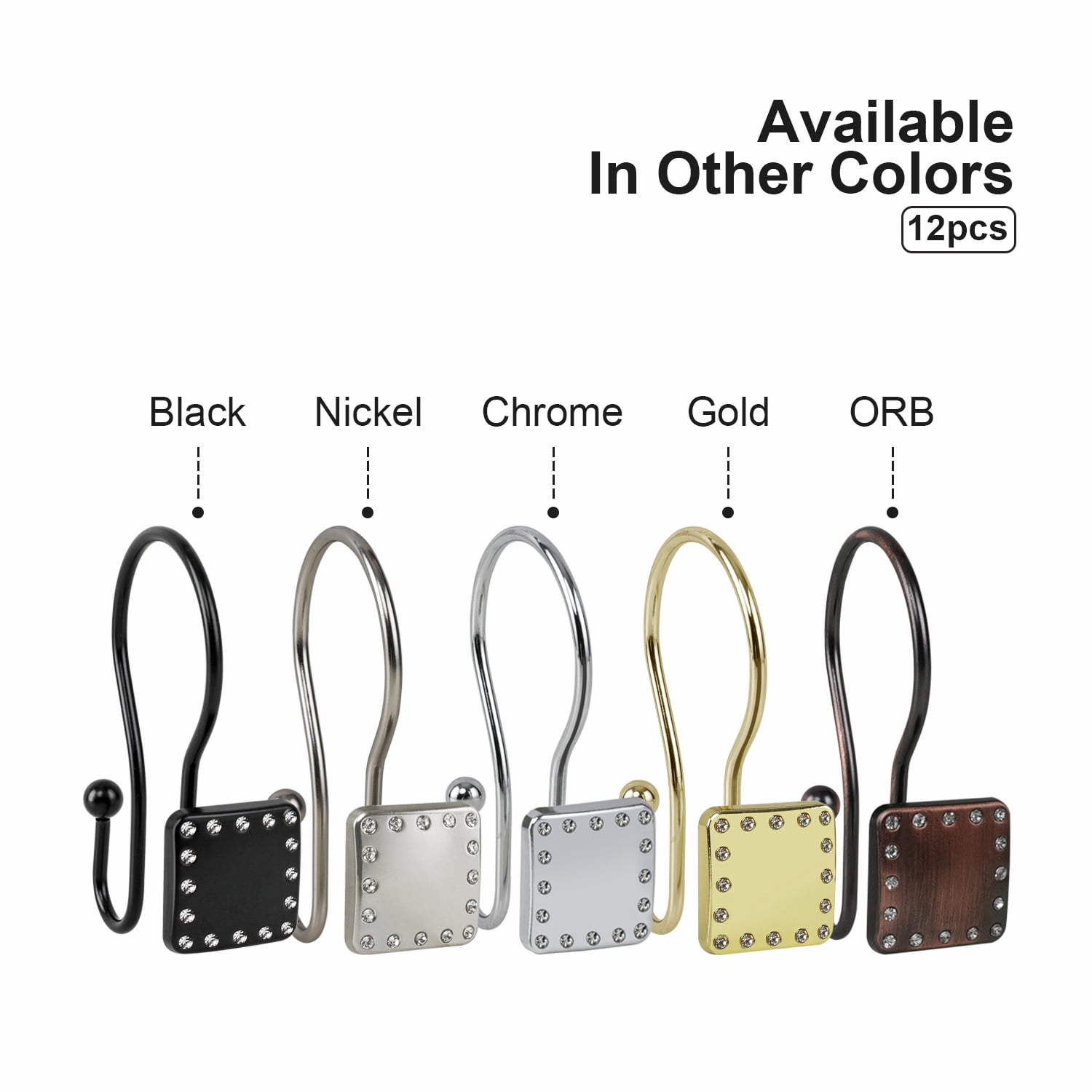 Utopia Alley Shower Rings, Double Shower Curtain Hooks for Bathroom, Rust Resistant Shower Curtain Hooks Rings, Set of 12, Brushed Nickel