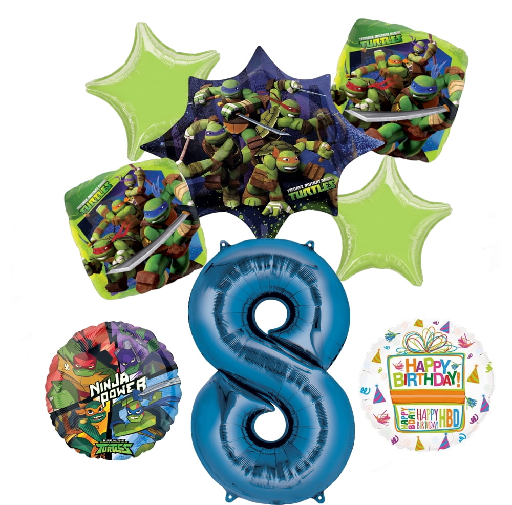 Ninja Turtle 5 Birthday Mylar Bouquet Balloons Party Decoration Set 