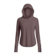 thumbnail image 4 of Rutainlusire Women's Tops Long Sleeve Hooded Sun Protection Athletic Top Women's UPF 50+ Long Sleeve Protection Sports Hooded Solid Color Lightweight Hiking Top With Raglan Sleeves, 4 of 5