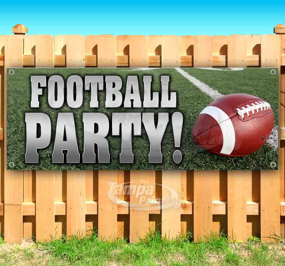 Football Party 13 oz Heavy Duty Vinyl Banner Sign with Metal Grommets Store Advertising New Flag, Many Sizes Available