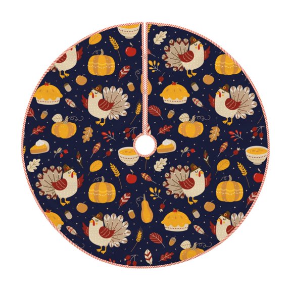 Xecao Turkey And Autumn Pattern Christmas Tree Skirt Holiday Part Decorations for Christmas Tree, Farmhouse Christmas Decor Xmas Holiday Home Party Decorations-36"