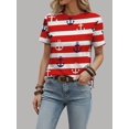 thumbnail image 4 of Gynyvoja Women'S Striped T-Shirts Short Sleeved Shirts Classic Fit Casual Pullover Tops Red XL, 4 of 8