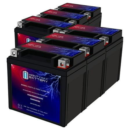 YTZ7S 12V 6AH Replacement Battery compatible with Honda 31500-HP1-601, 31500-HP1-601AH - 6 Pack