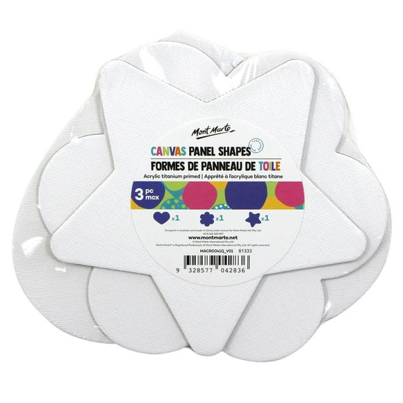 MONT MARTE Formes de panneaux en toile – Trèfle, Cœur & Fleur, coton apprêté, 3 mcx