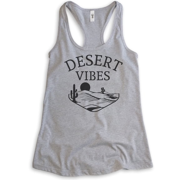 Desert Vibes Tank Top, Ladies Racerback Tank Top, Desert Tank, Camping Tank, Hiking Tank, Mountain Tank, Heather Gray, Small