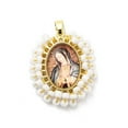 thumbnail image 2 of 5pcs Rack Plating Brass Charms Lead Free & Cadmium Free Long-Lasting Plated Oval with Virgen Mary Charms Mixed color 31x25.5x6mm Hole: 6x3.5mm, 2 of 4