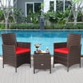 thumbnail image 4 of unbranded 3 Pieces Patio Rattan Furniture Set, Outdoor Wicker Cushioned Sofa with Tempered Glass Tabletop, Rattan Conversation Set for Porch Yard Balcony Backyard Pool, Red, 4 of 18
