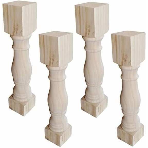 12.5" Traditional Bench Legs Unfinished Coffee Table Legs, TV Bench Leg, Set of 4