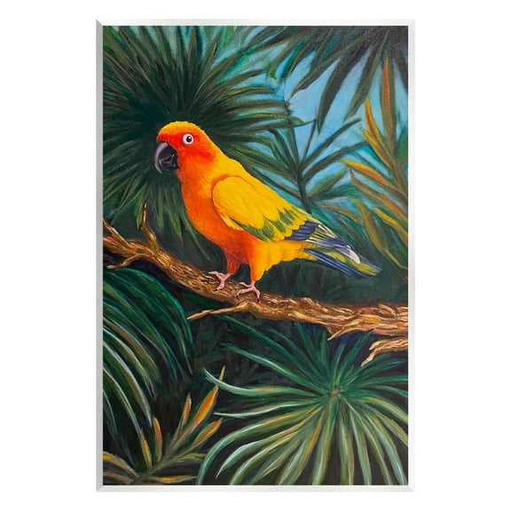 Stupell Industries Parrot in Tropical Trees Animals & Insects Painting Unframed Art Print Wall Art, 10 x 15