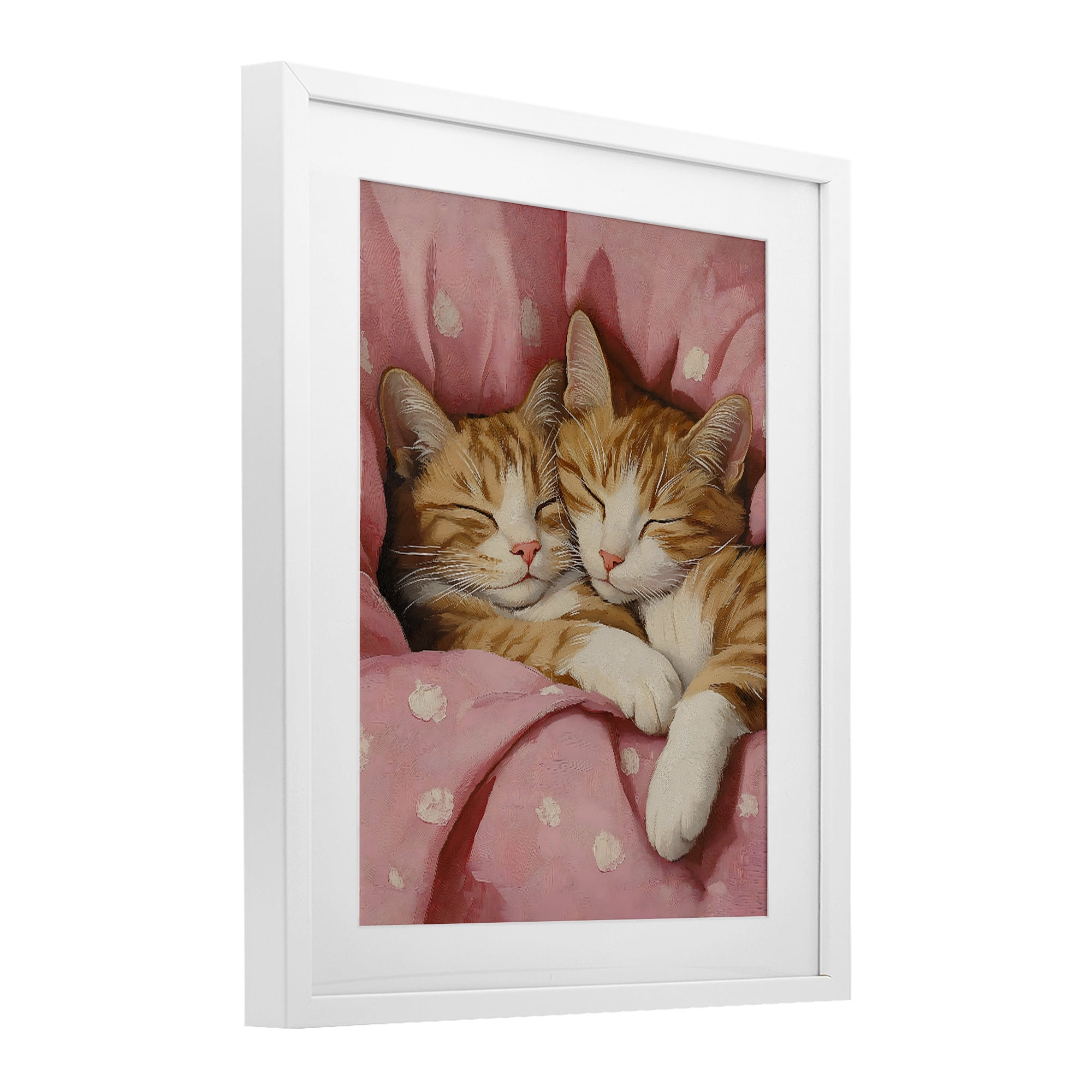 Stupell Industries Sleeping Orange Cats Embrace White Framed Print Under Glass, design by The Prints Vibe