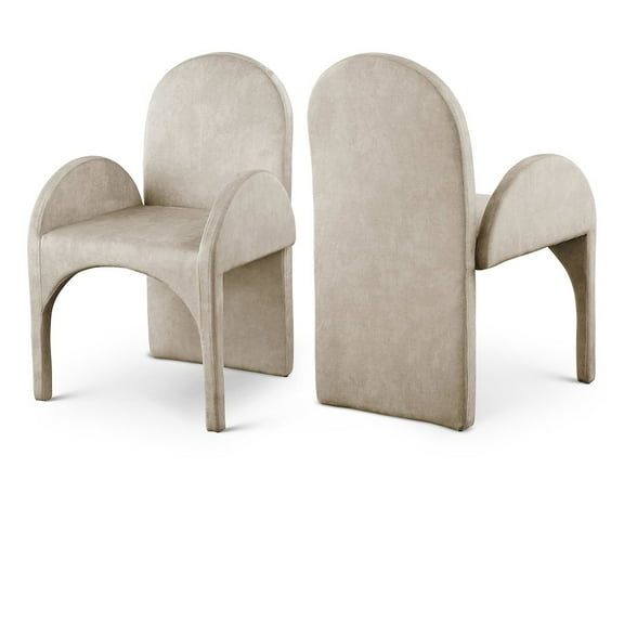 Meridian Furniture Summer Stone Velvet Dining Arm Chair (Set of 2)