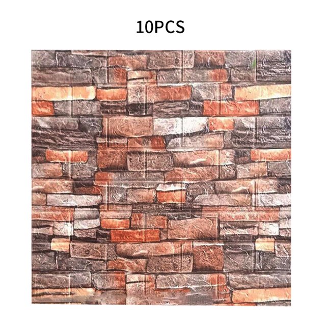 Papel tapiz 3D Etiqueta de pared de ladrillo Espuma TV Calcomanía de fondo Autoadhesivo Peel adhesivo, 10 piezas, Tipo 6 Noticed HA002452-19