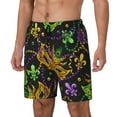 thumbnail image 2 of Haiem Mardi Gras Surface Mens Swim Trunks with Compression Liner 2 in 1 Swimming Shorts Stretch Swimwear Quick Dry,Board Shorts-Small, 2 of 9