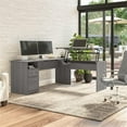 thumbnail image 2 of Pemberly Row 72W 3 Position Sit to St& L Shaped Desk in Gray - Engineered Wood, 2 of 6