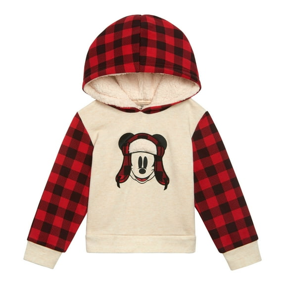 Disney Mickey Mouse Fleece Matching Family Pullover Hoodie Buffalo Plaid Toddler to Big Kid