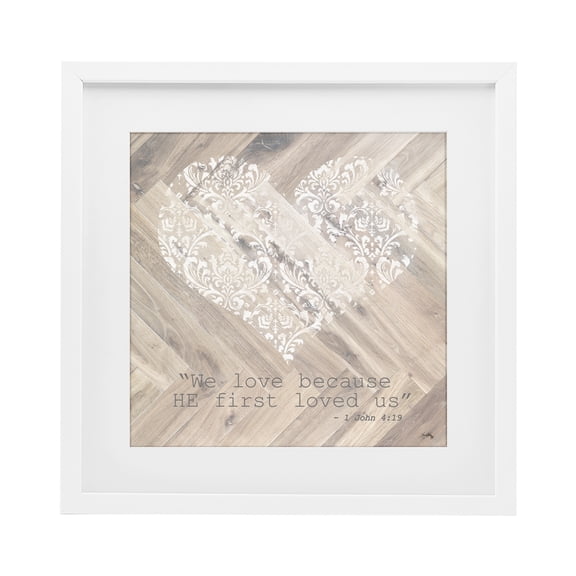 Stupell Industries Shabby Chic He Loved Us First White Framed Print Under Glass, 16 x 16, by Elizabeth Medley