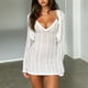 thumbnail image 1 of Señoras con cordones Cadigan Outfits Sexy Sling Dress Sets Soft Thin Color Solid Dress FLhrweasw Nuevo, 1 of 9
