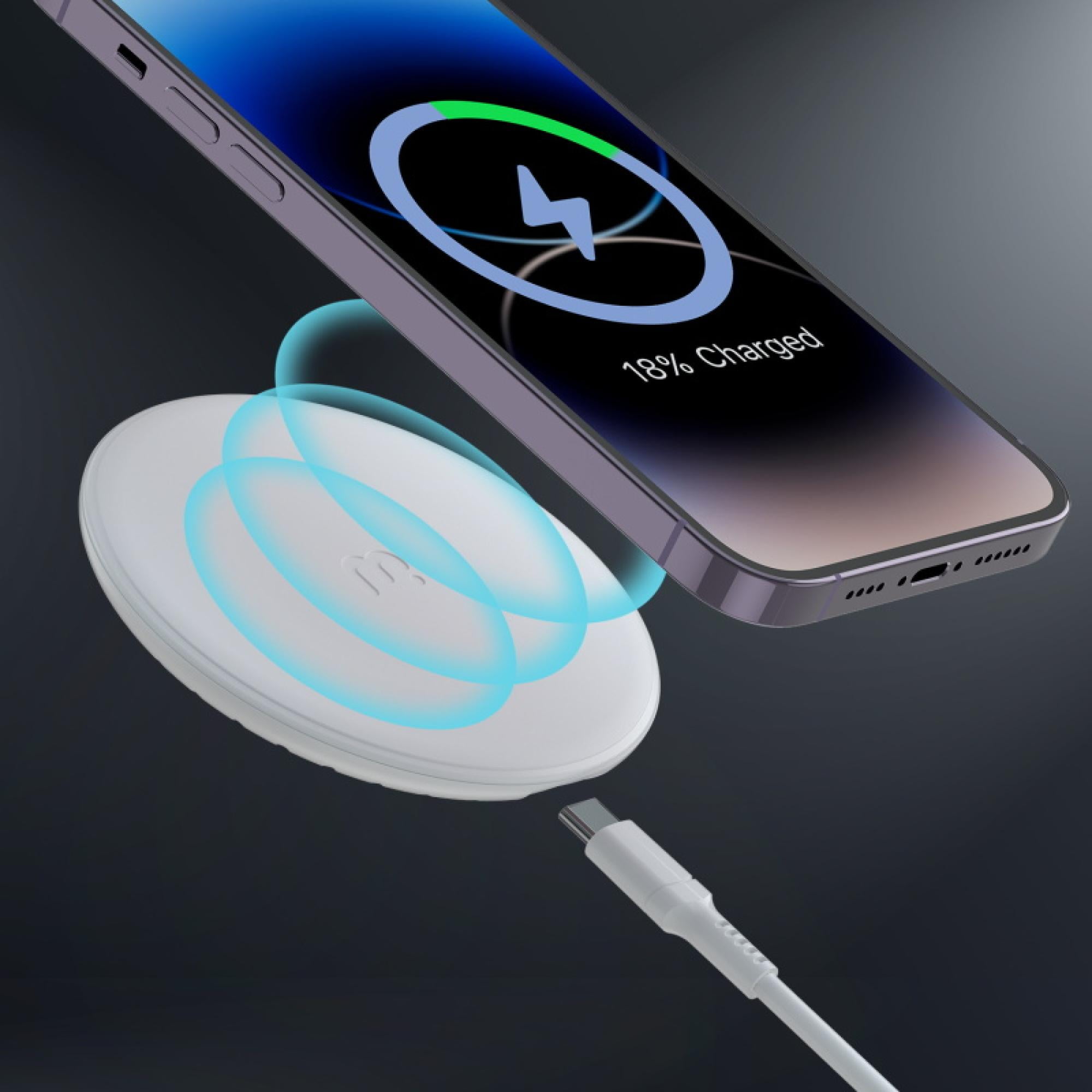 MyBat Pro 15W Wireless Charging Pad, Fast Charger for iPhone 16/15, Samsung Galaxy, Google Pixel & More (White)