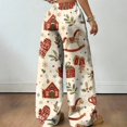 thumbnail image 5 of Womens Holiday Pants Elastic Drawstring Waist Loose Straight Trousers Christmas Print Fleece Lined Wide Leg Sweatpants, 5 of 5