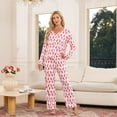 thumbnail image 2 of HEARTNICE Womens Pajama Sets Y2K Print, Long Sleeve Button-Down Pajamas Set for Women Soft Knit Loungewear(ROSE PINK MONKEY PRINT, 2XL), 2 of 7