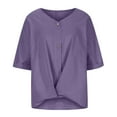 thumbnail image 3 of DDAPJ pyju Women Roll-Up 3/4 Sleeve Blouses,Button Down Cotton Linen Shirts V Neck Casual Tunic Tops Lightweight Gauze Shirt Loose Comfy Longshirt Plus Size S - 5XL, 3 of 6