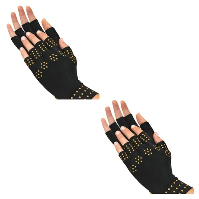 Justharion Easy And Comfortable To Wear Hand Care Tool Effortlessly Compression Gloves For black gold dot 2Set