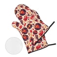 thumbnail image 2 of Oven Mitts and Pot Holders 4 Piece, Skull rock record music heart High Heat Slip Resistant Oven Mitt and Trivets Set Kitchen Oven Glove Pot Holders for Cooking Baking Grilling, 2 of 7